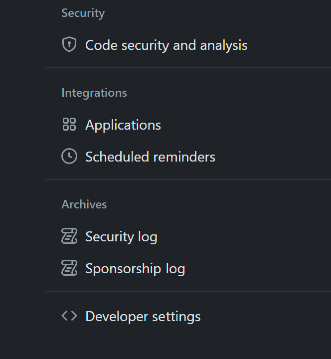 GitHub Developer Settings